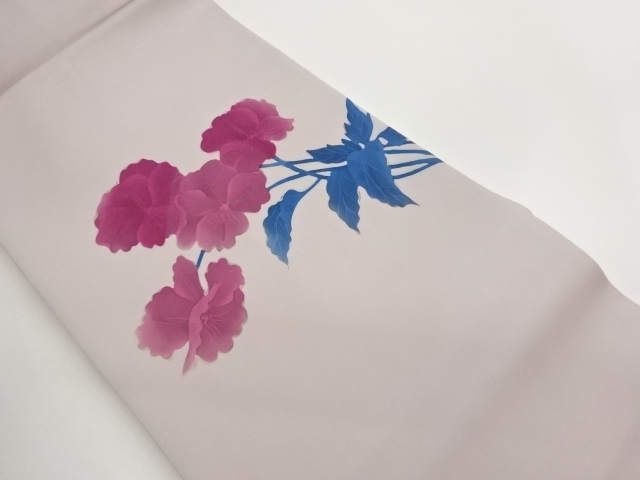 JAPANESE KIMONO / HAND-PAINTED FLORAL PATTERN FOR SHIOZE NAGOYA OBI